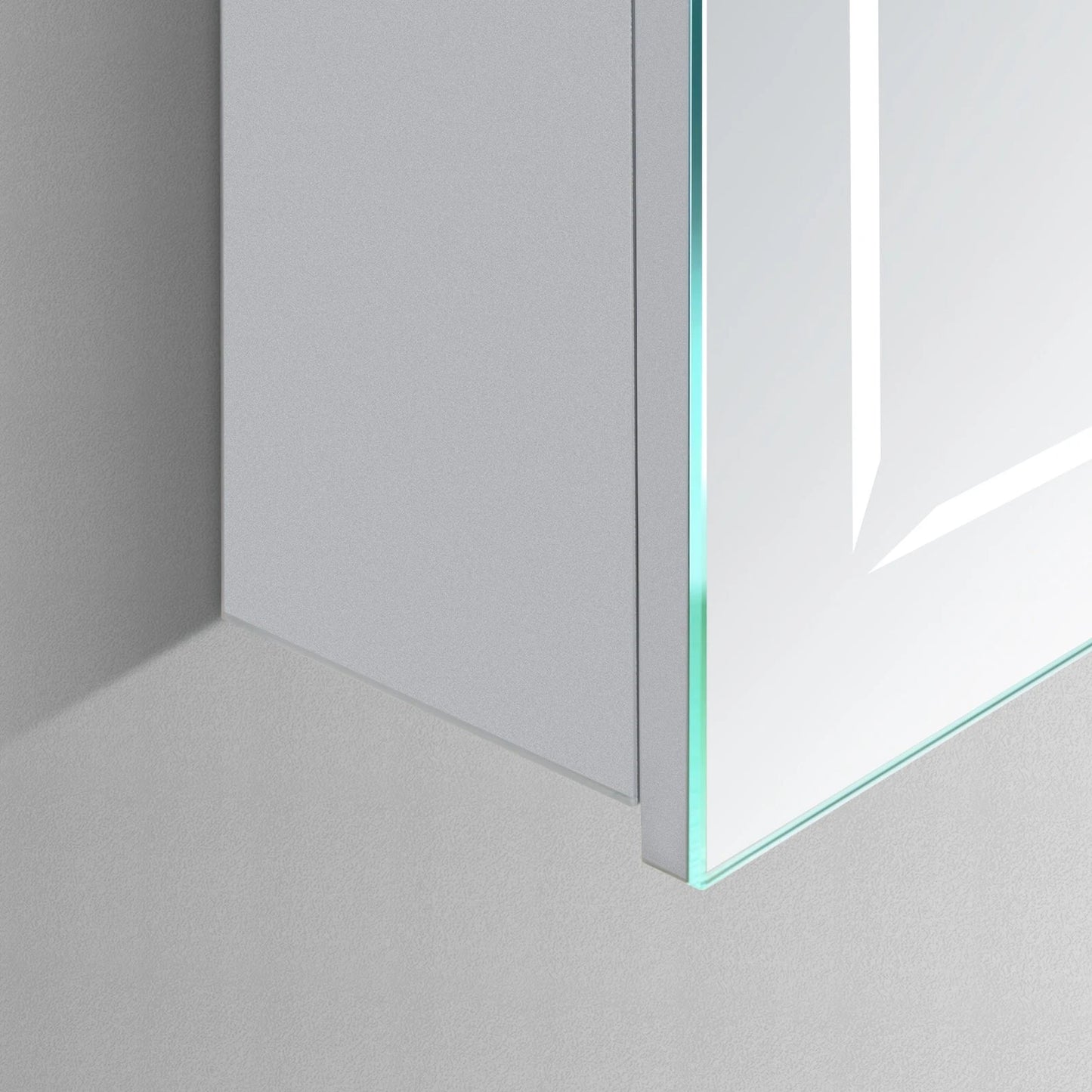 ELARA II CONDUCTIVE HINGE-POWERED LED CABINET VANITY SQUARE MIRROR - 28 x 48