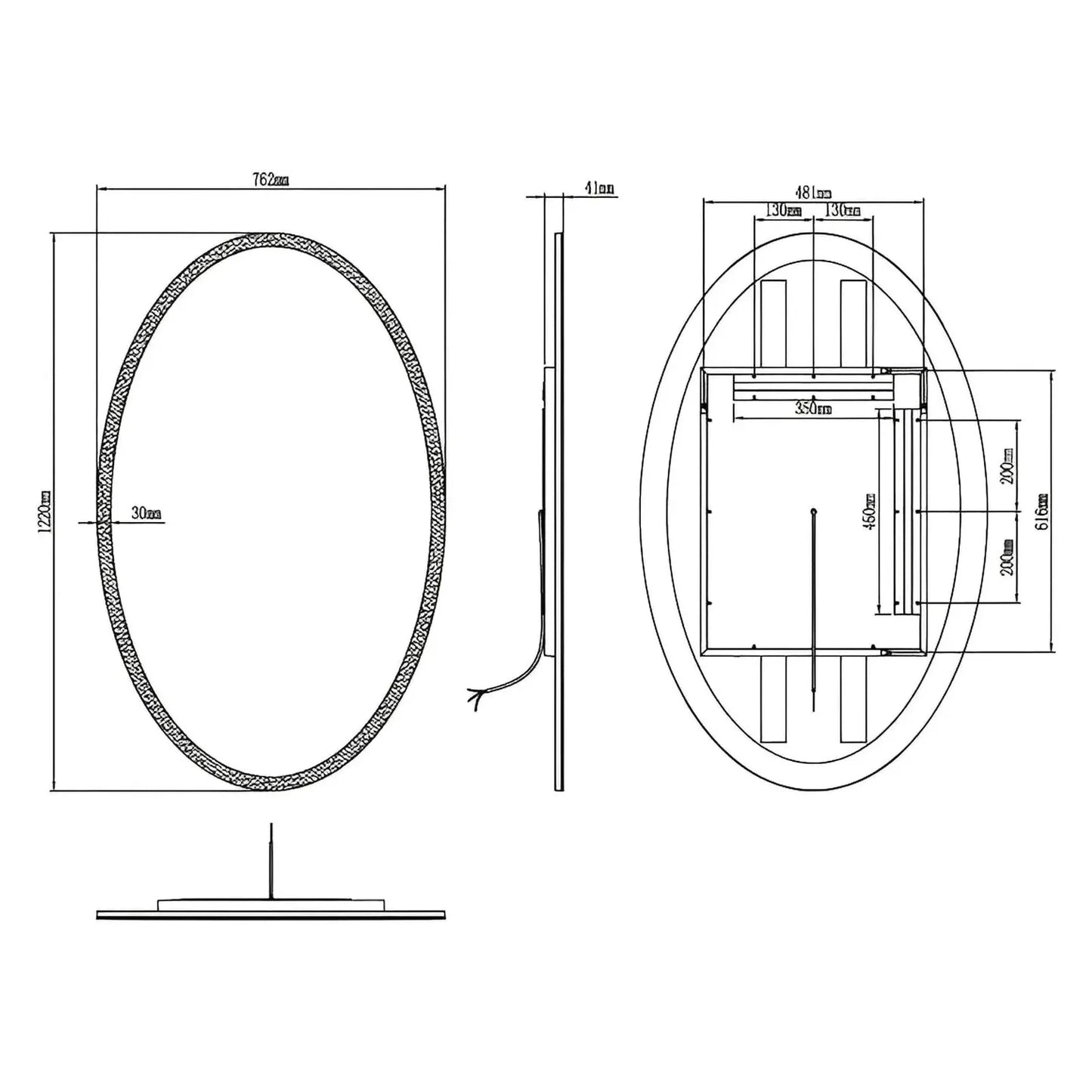 NEBULA OVAL LED LIGHTED BATHROOM VANITY OVAL MIRROR - 48 x 30 - (Sold as 1)