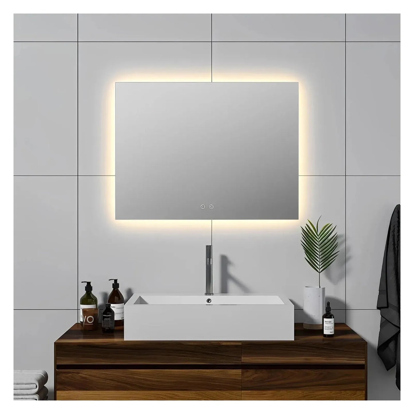 LUXOR LED VANITY SQUARE MIRROR - ADJUSTABLE TEMP. & BRIGHTNESS - 32 x 24