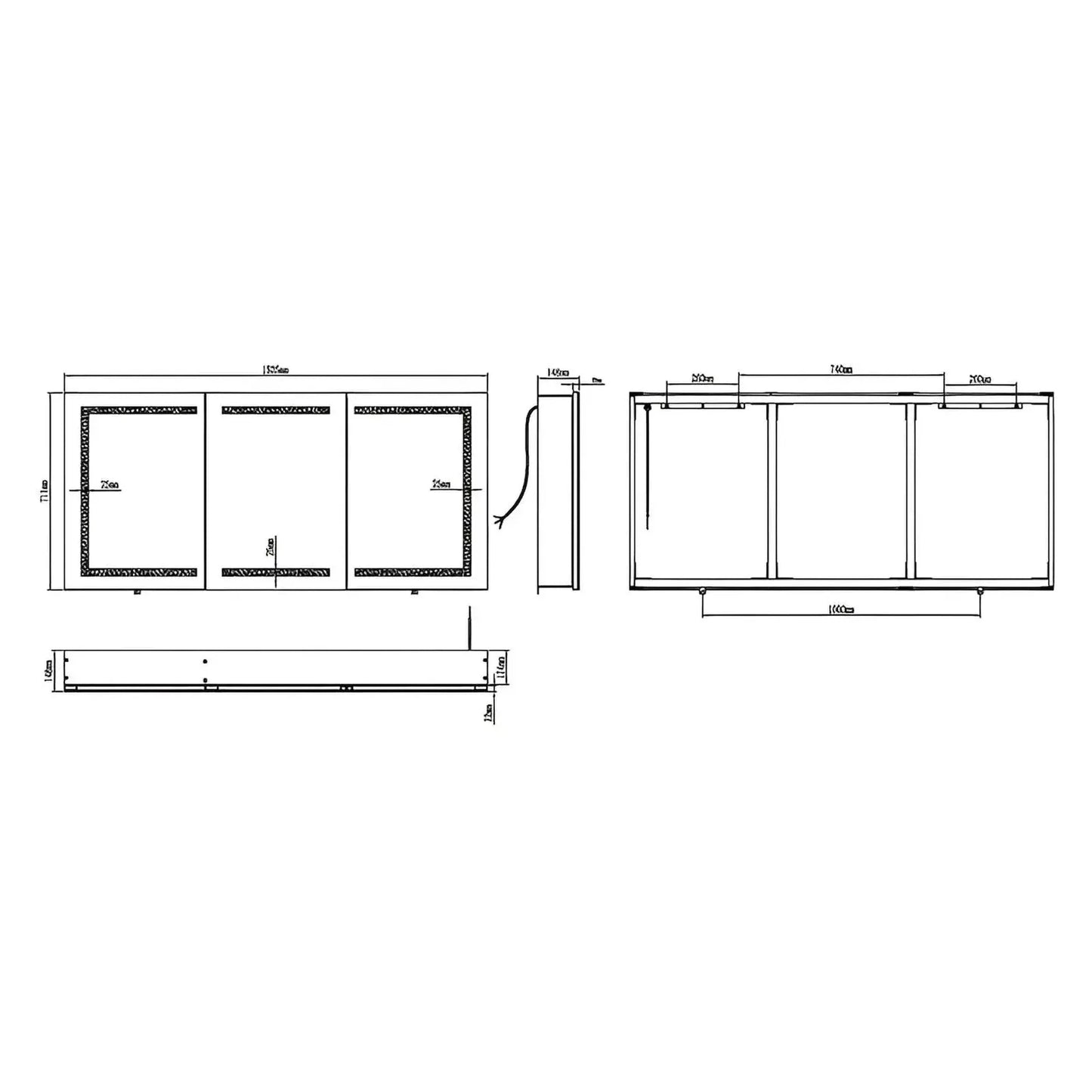 ARIES III LED LIGHTED BATHROOM CABINET VANITY MIRROR - RECTANGLE - 60 x 28