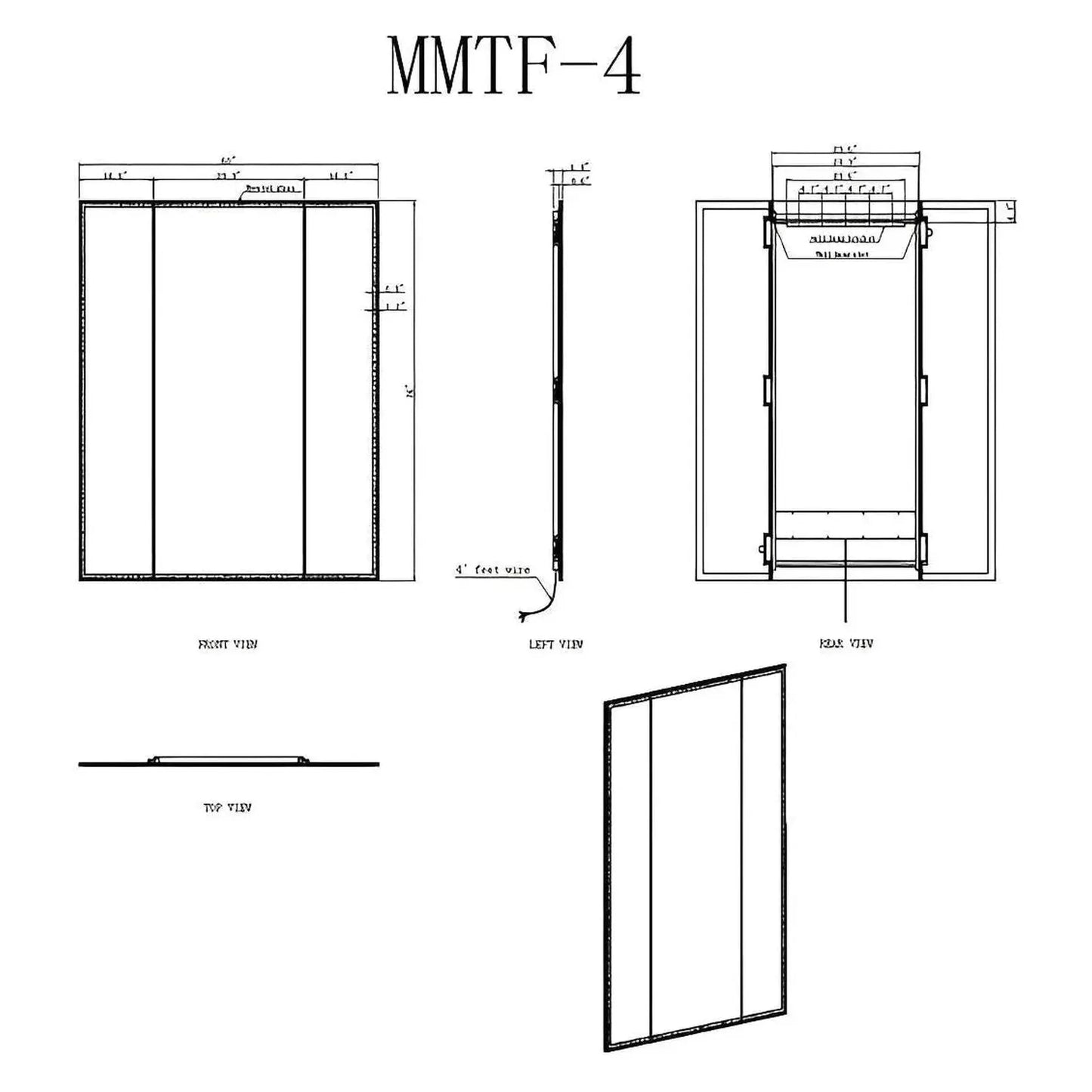 SOLARA LED LIGHTED TRIFOLD VANITY RECTANGLE MIRROR - WALL MOUNT - 76 x 60