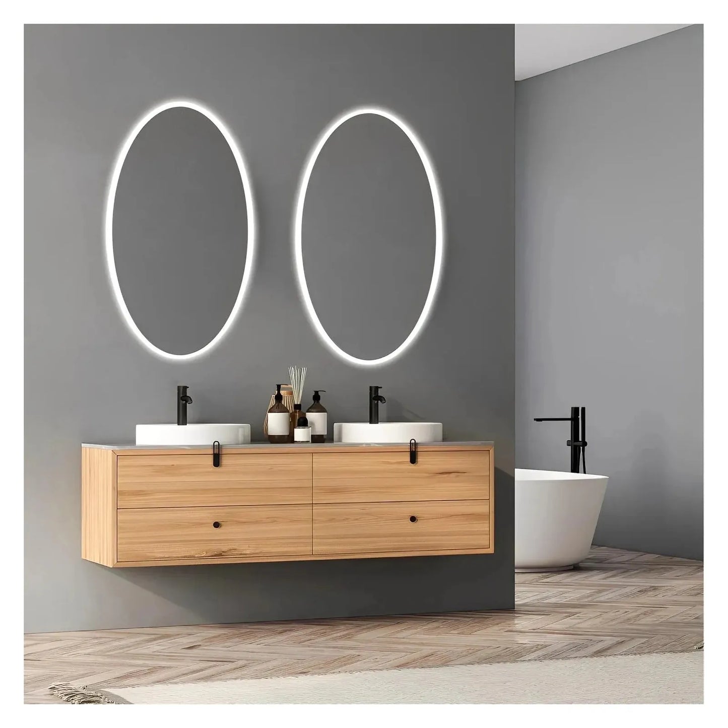 NEBULA OVAL LED LIGHTED BATHROOM VANITY OVAL MIRROR - 28 x 20 (Sold as 1)