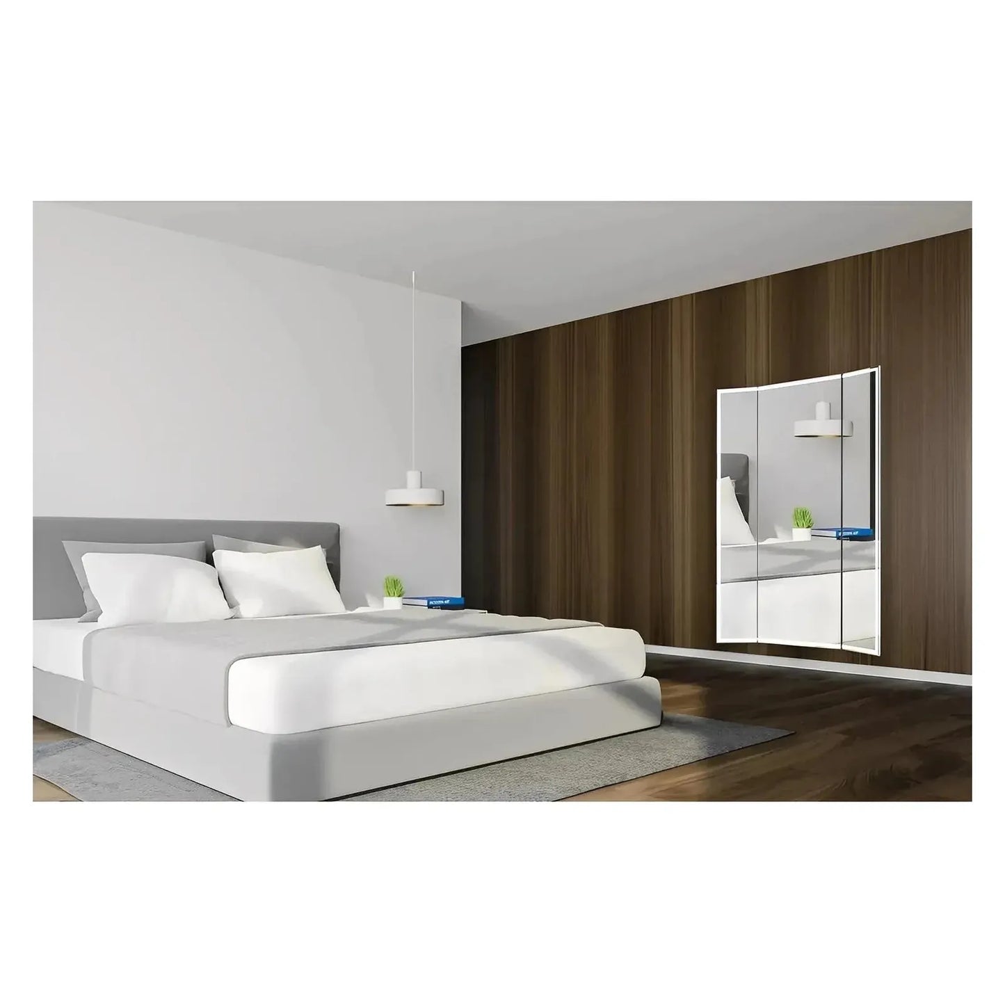 SOLARA LED LIGHTED TRIFOLD VANITY RECTANGLE MIRROR - WALL MOUNT - 76 x 60