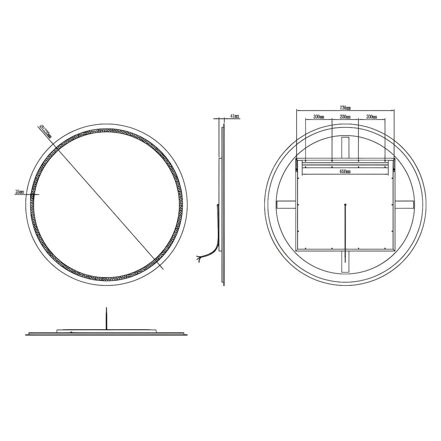 ASTRA LED LIGHTED BATHROOM VANITY ROUND MIRROR - 48 x 48