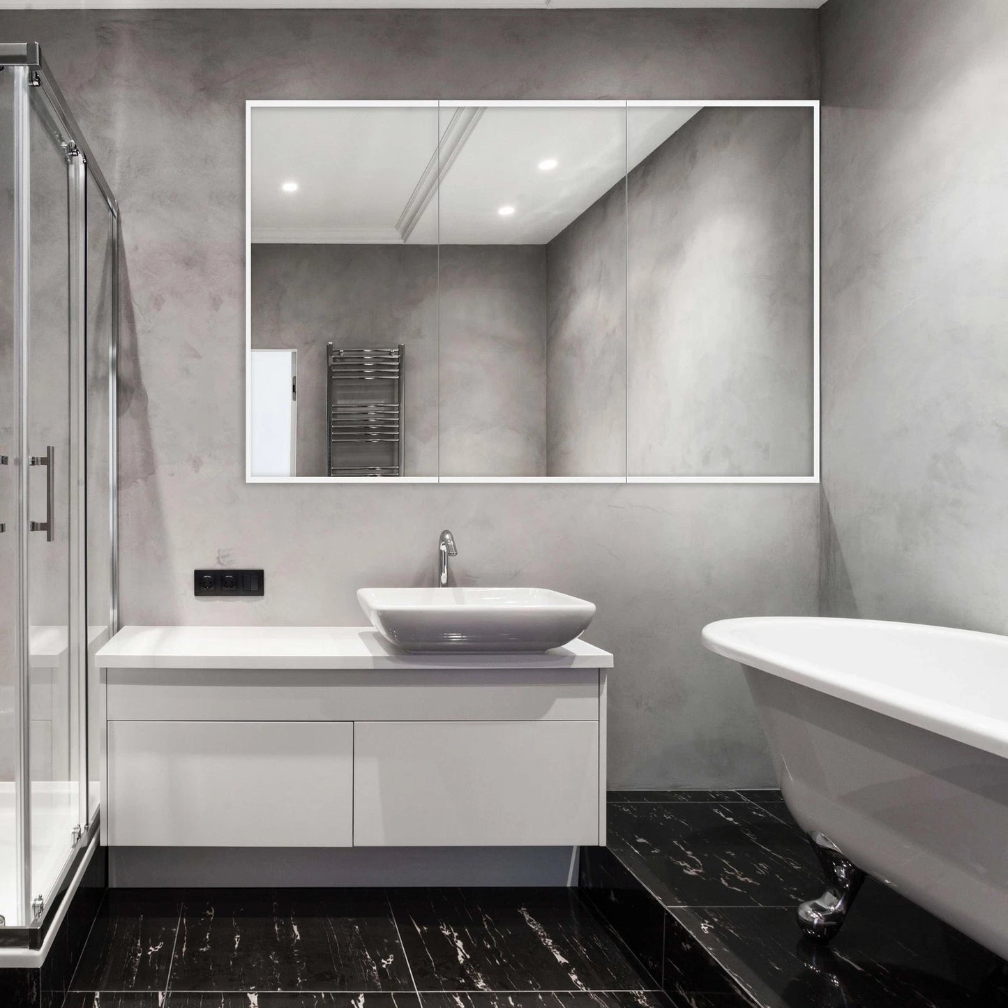LYLA III LED LIGHTED BATHROOM CABINET VANITY SQUARE MIRROR - 40x60