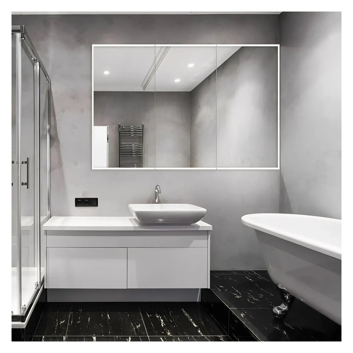 LYLA III LED LIGHTED BATHROOM CABINET VANITY SQUARE MIRROR - 40x60