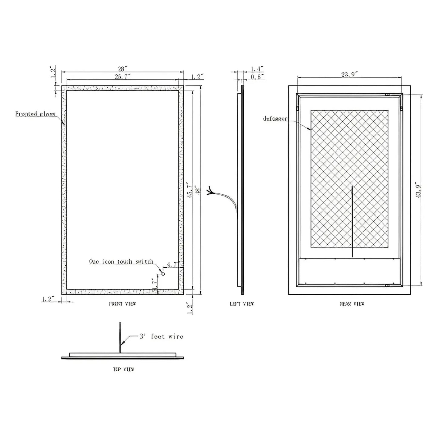 ORION LED ILLUMINATED VANITY RECTANGLE MIRROR - 48 x 28