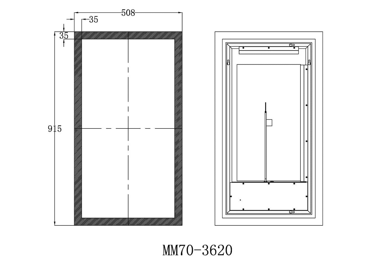 SYLVA LED LIGHTED BATHROOM VANITY SQUARE MIRROR - 36 x 20