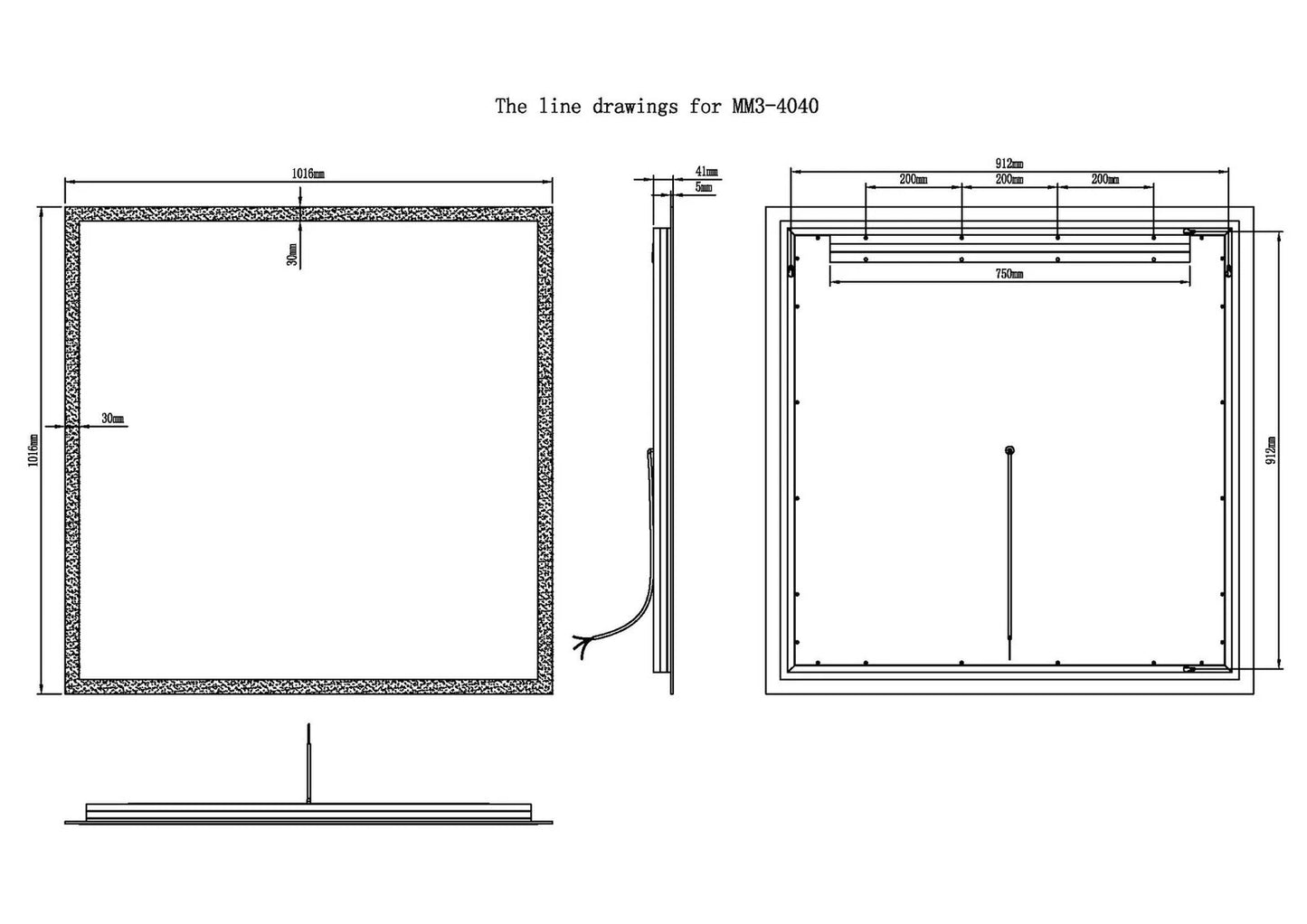 ZEPHYRA LED LIGHTED BATHROOM VANITY RECTANGLE MIRROR - 40 x 40