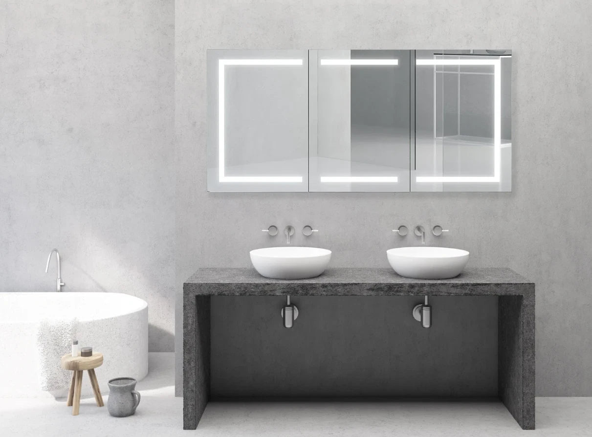 ARIES III LED LIGHTED BATHROOM CABINET VANITY MIRROR - RECTANGLE - 60 x 28