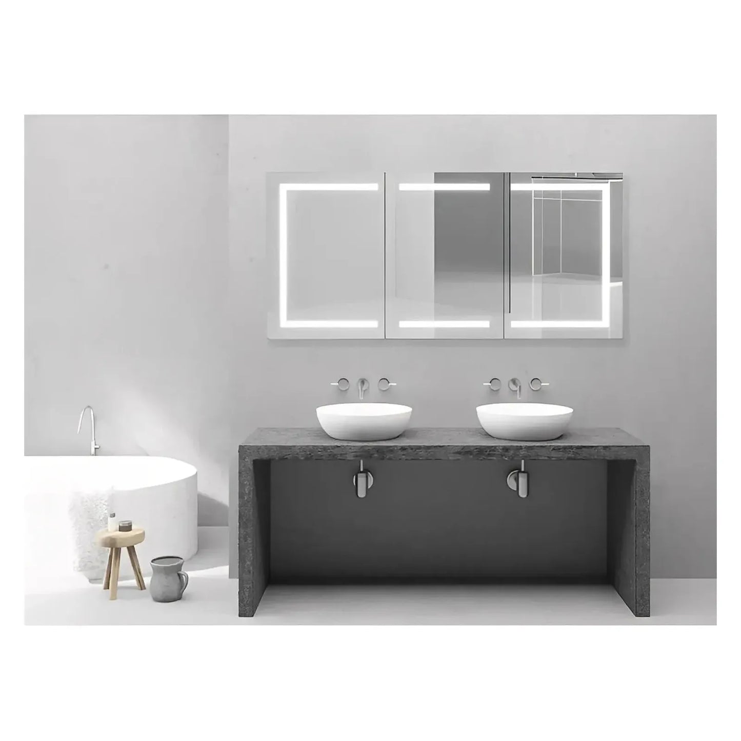 ARIES III LED LIGHTED BATHROOM CABINET VANITY MIRROR - RECTANGLE - 60 x 28