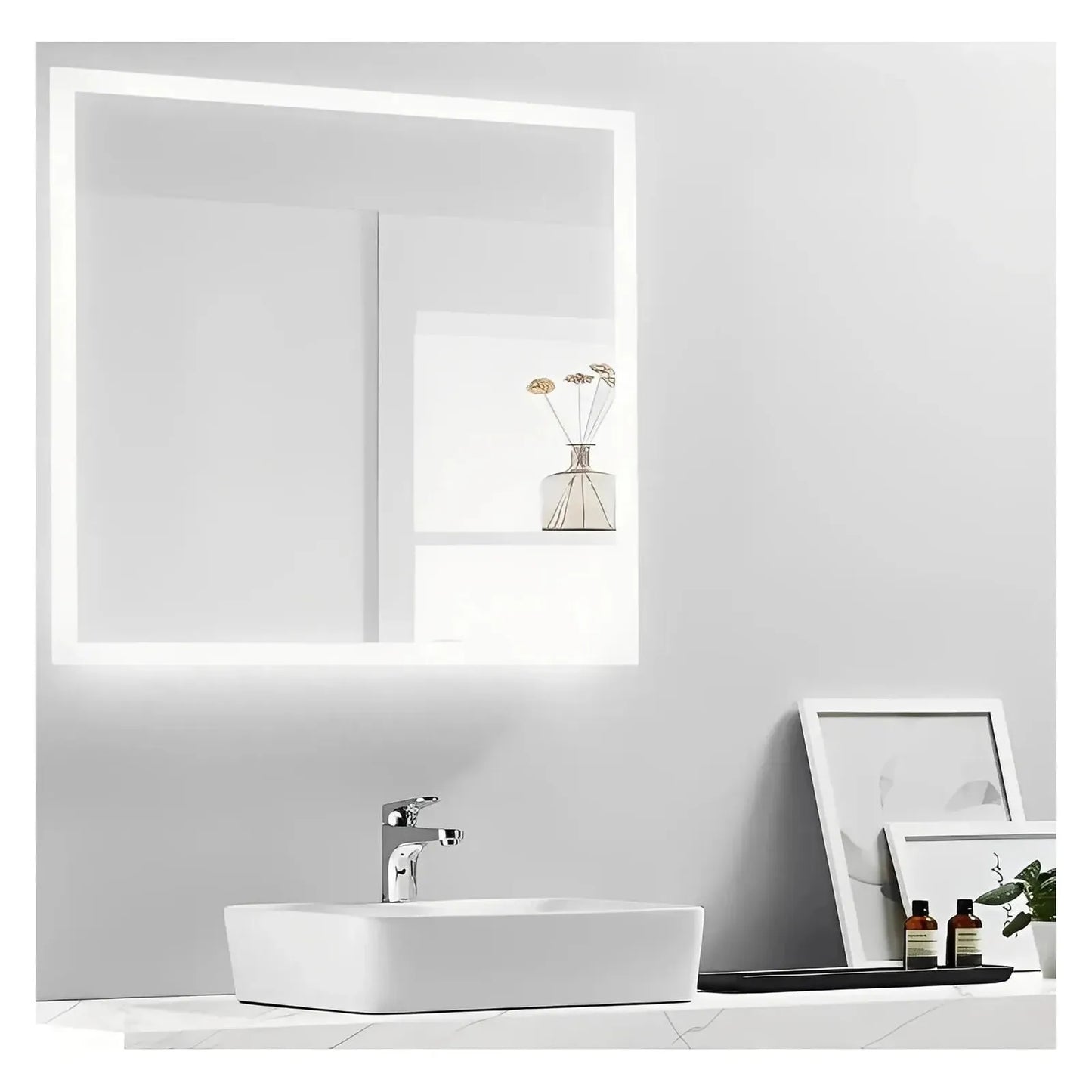 ZEPHYRA LED LIGHTED BATHROOM VANITY RECTANGLE MIRROR - 32 x 32