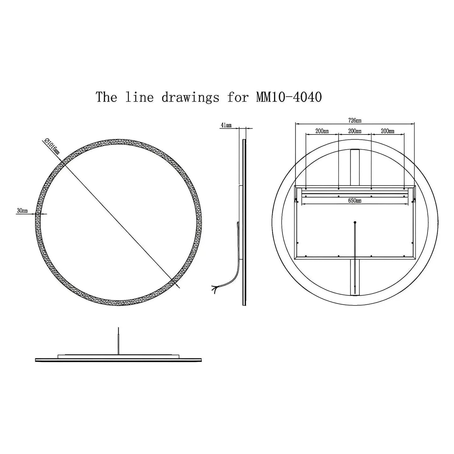 DIAFOTIZO LED LIGHTED BATHROOM VANITY ROUND MIRROR - 40 x 40