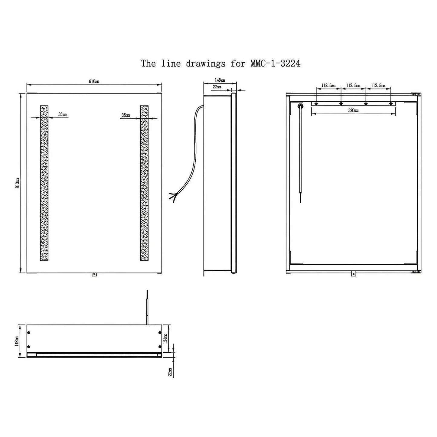 ZENORA LED LIGHTED BATHROOM CABINET VANITY SQUARE MIRROR - LEFT OPEN