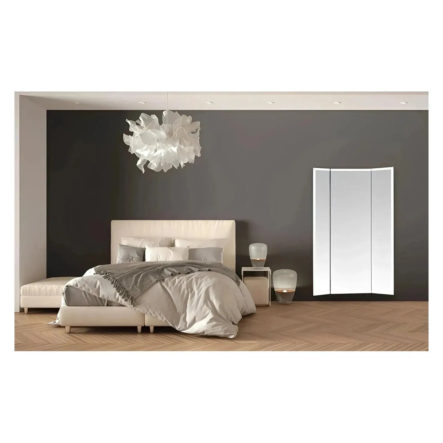 SOLARA LED LIGHTED TRIFOLD VANITY RECTANGLE MIRROR - WALL MOUNT - 76 x 60