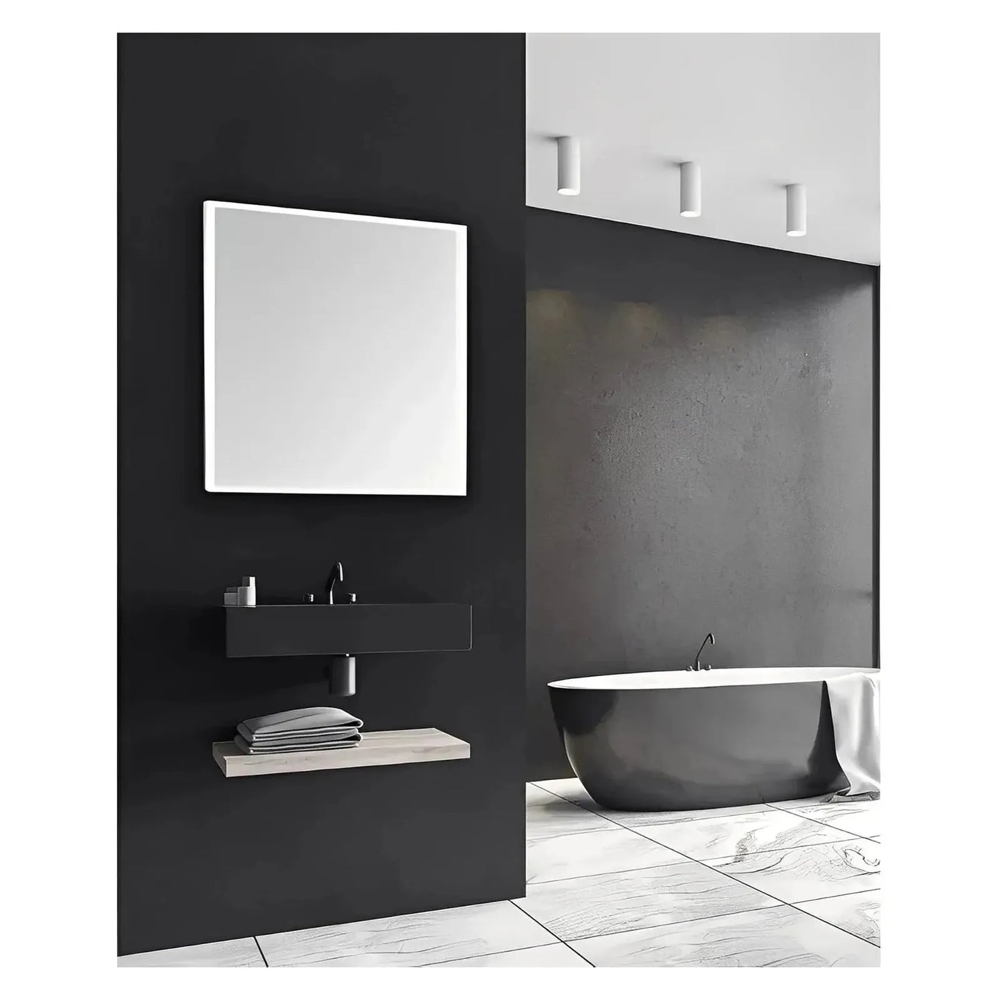 NEBULA LED LIGHTED BATHROOM VANITY RECTANGLE MIRROR - 40 x 40