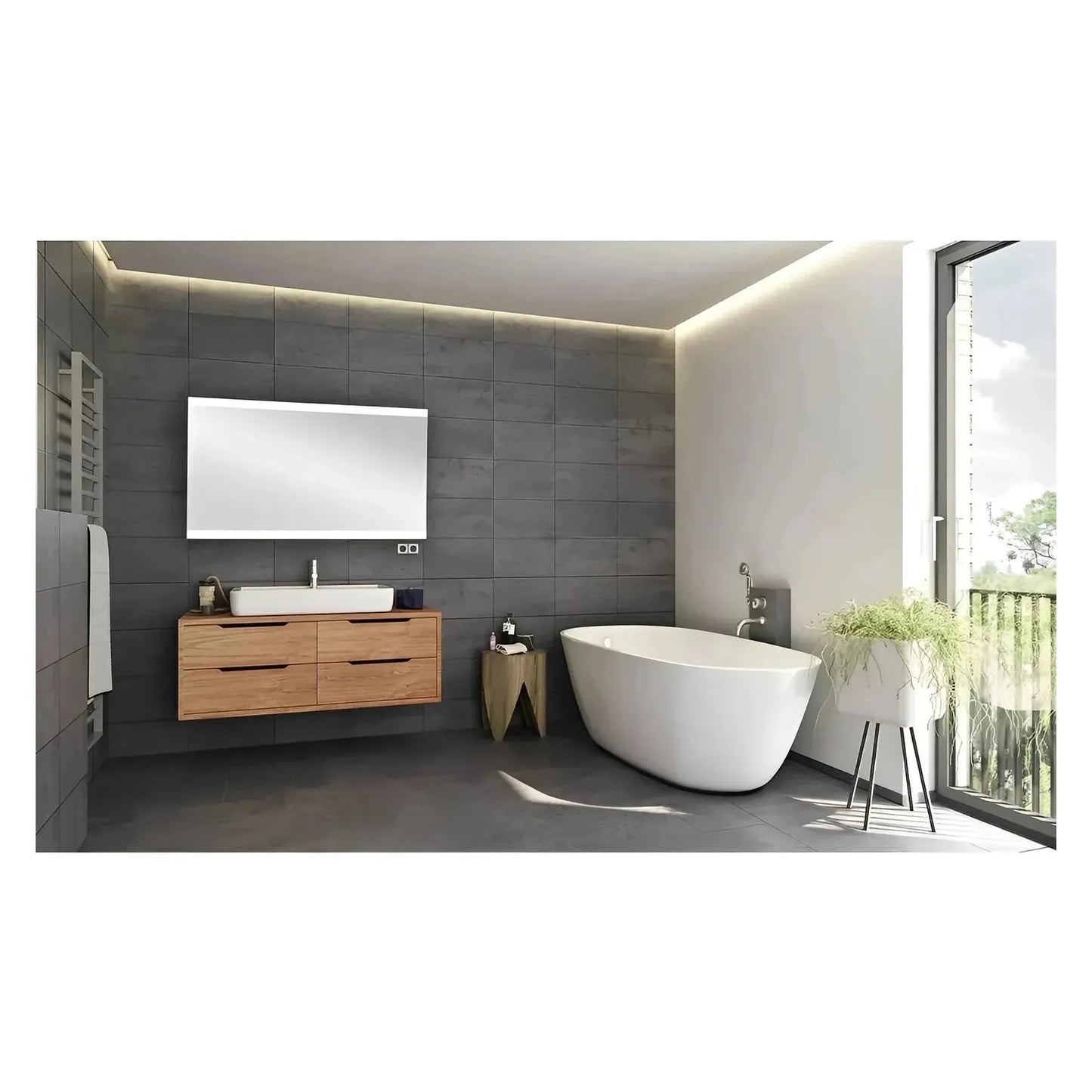 SABINE LED LIGHTED BATHROOM VANITY RECTANGLE MIRROR - 60 x 28