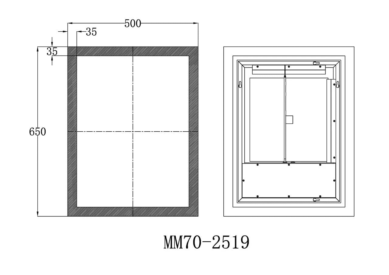 SYLVA LED LIGHTED BATHROOM VANITY SQUARE MIRROR - 36 x 27