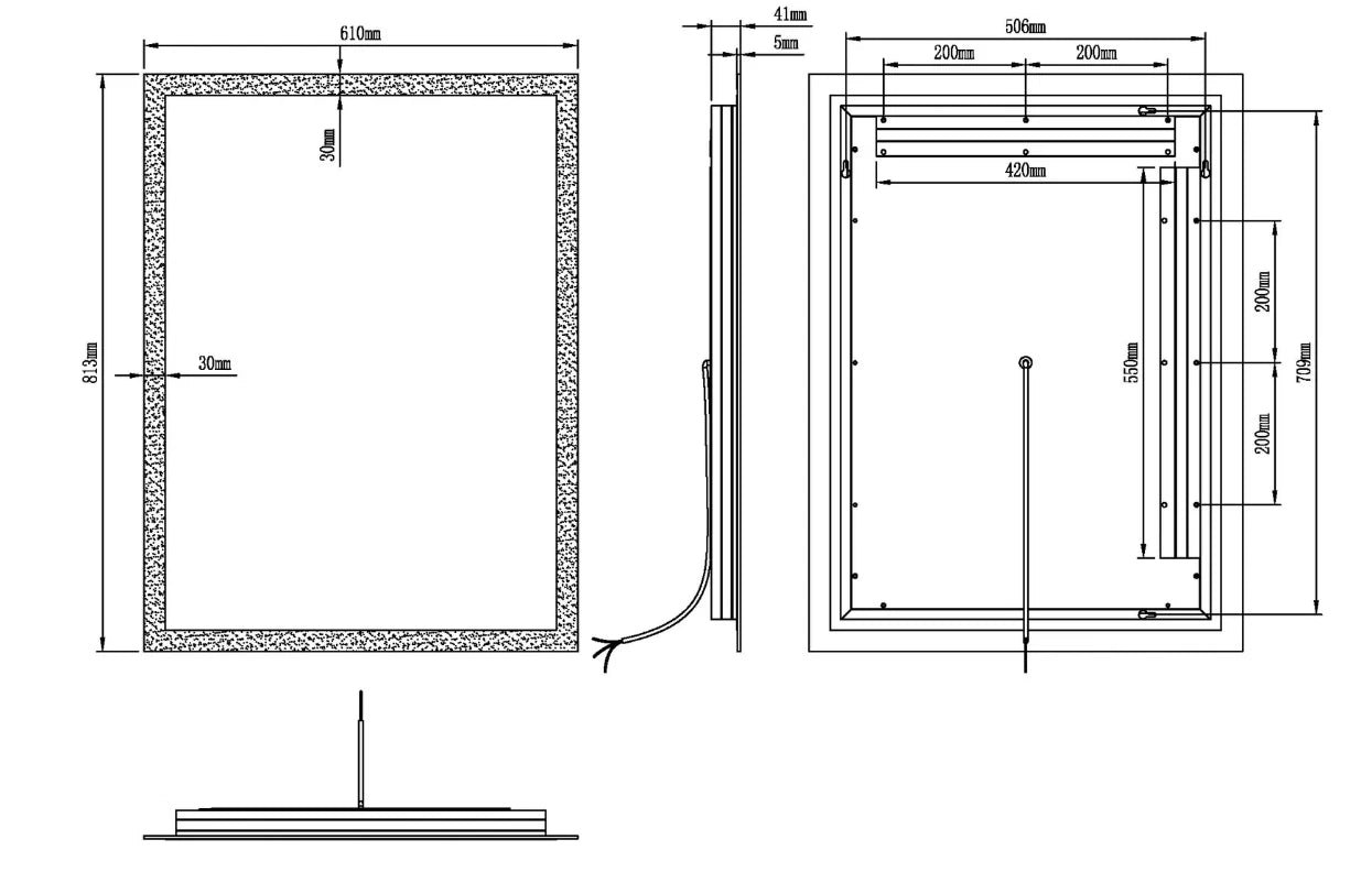 ZEPHYRA LED LIGHTED BATHROOM VANITY RECTANGLE MIRROR - 32 x 24