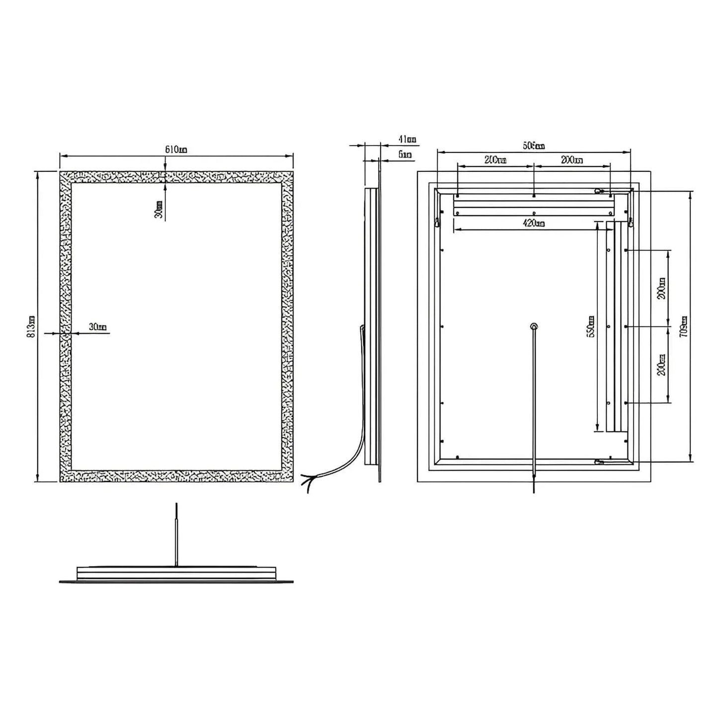 ZEPHYRA LED LIGHTED BATHROOM VANITY RECTANGLE MIRROR - 32 x 24