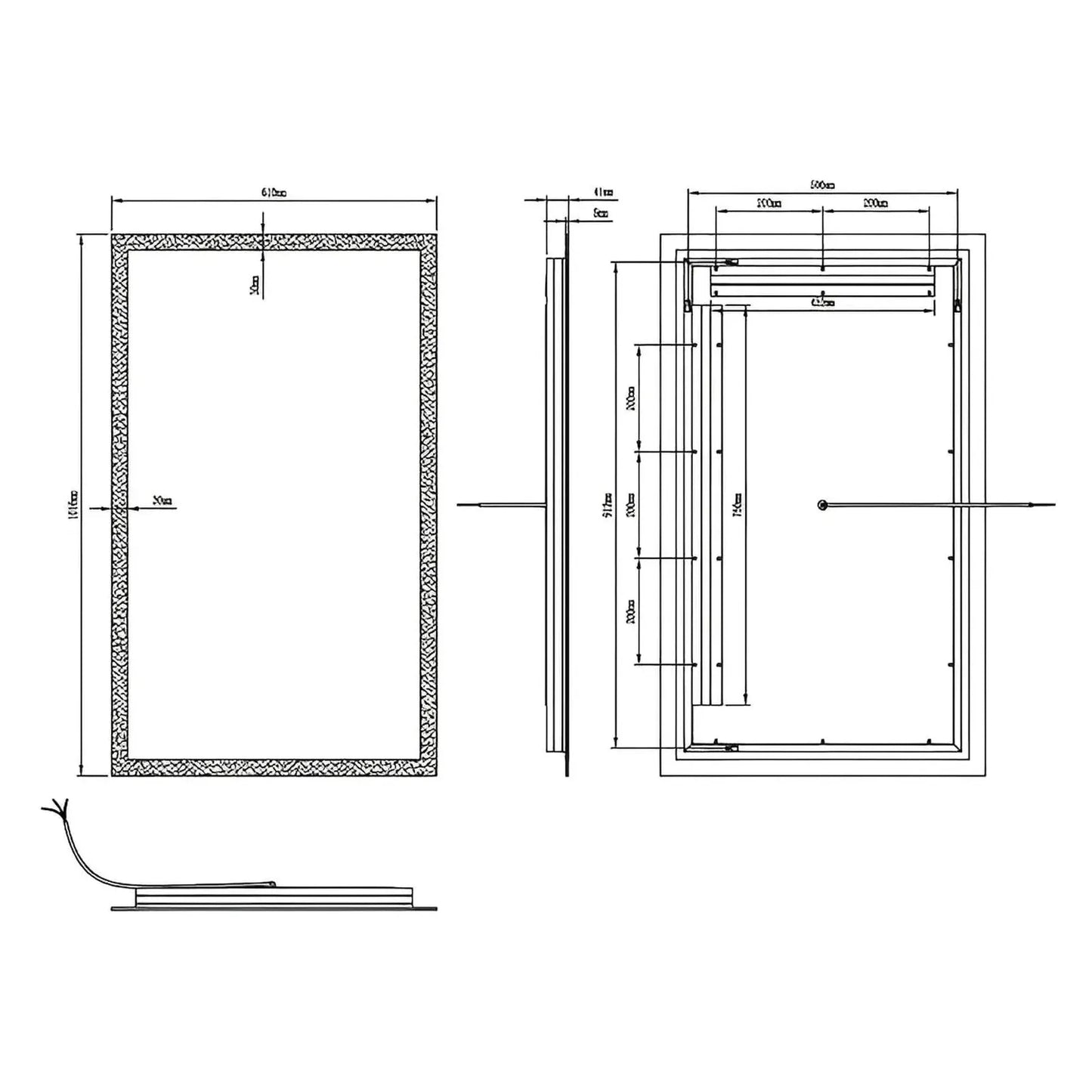 ZEPHYRA LED LIGHTED BATHROOM VANITY RECTANGLE MIRROR - 40 x 24