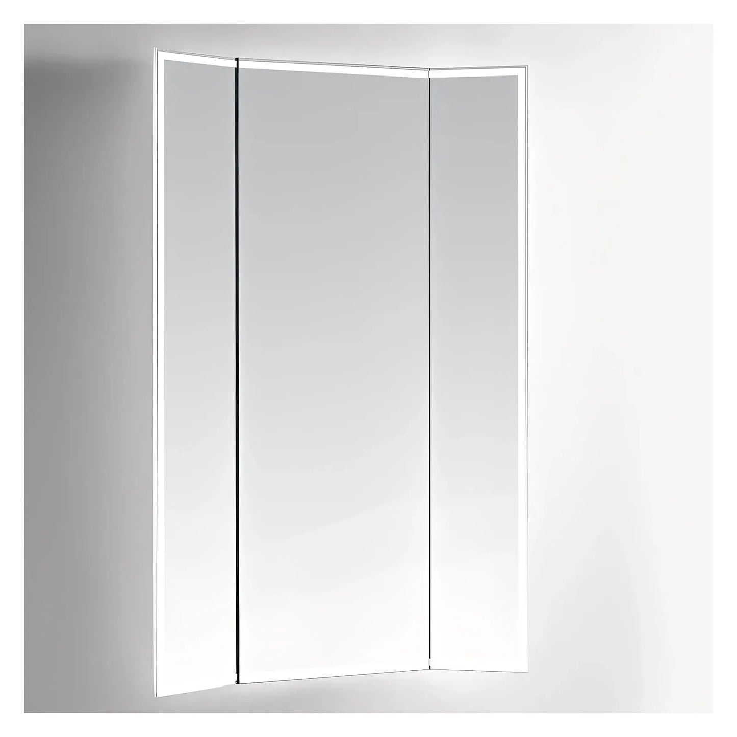 SOLARA LED LIGHTED TRIFOLD VANITY RECTANGLE MIRROR - WALL MOUNT - 70 x 48