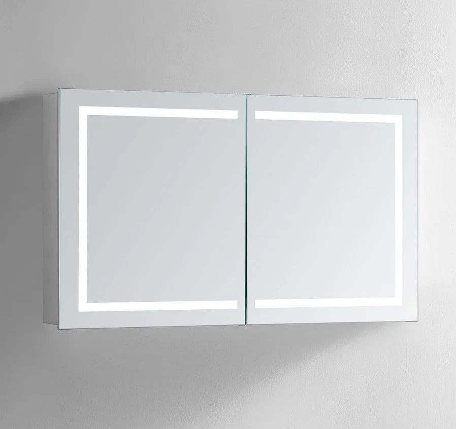 ARIES II LED LIGHTED BATHROOM CABINET VANITY RECTANGLE MIRROR - 28 x 48