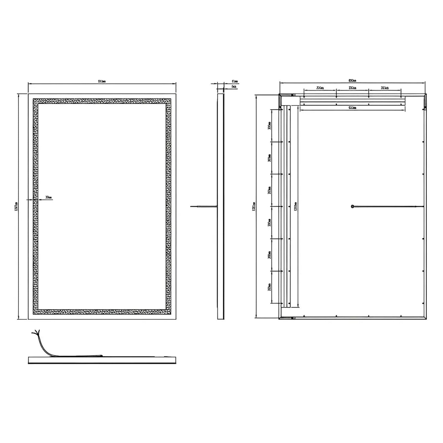 ZEPHYR LED LIGHTED BATHROOM VANITY RECTANGLE MIRROR - 55 x 36