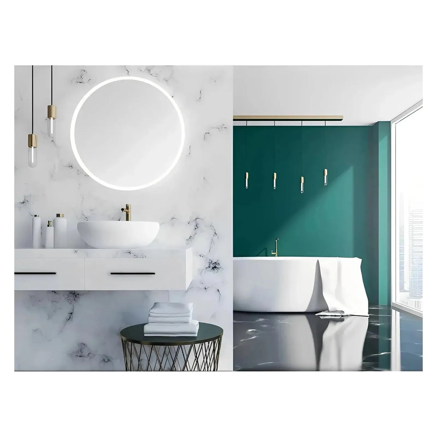 DIAFOTIZO LED LIGHTED BATHROOM VANITY ROUND MIRROR - 40 x 40