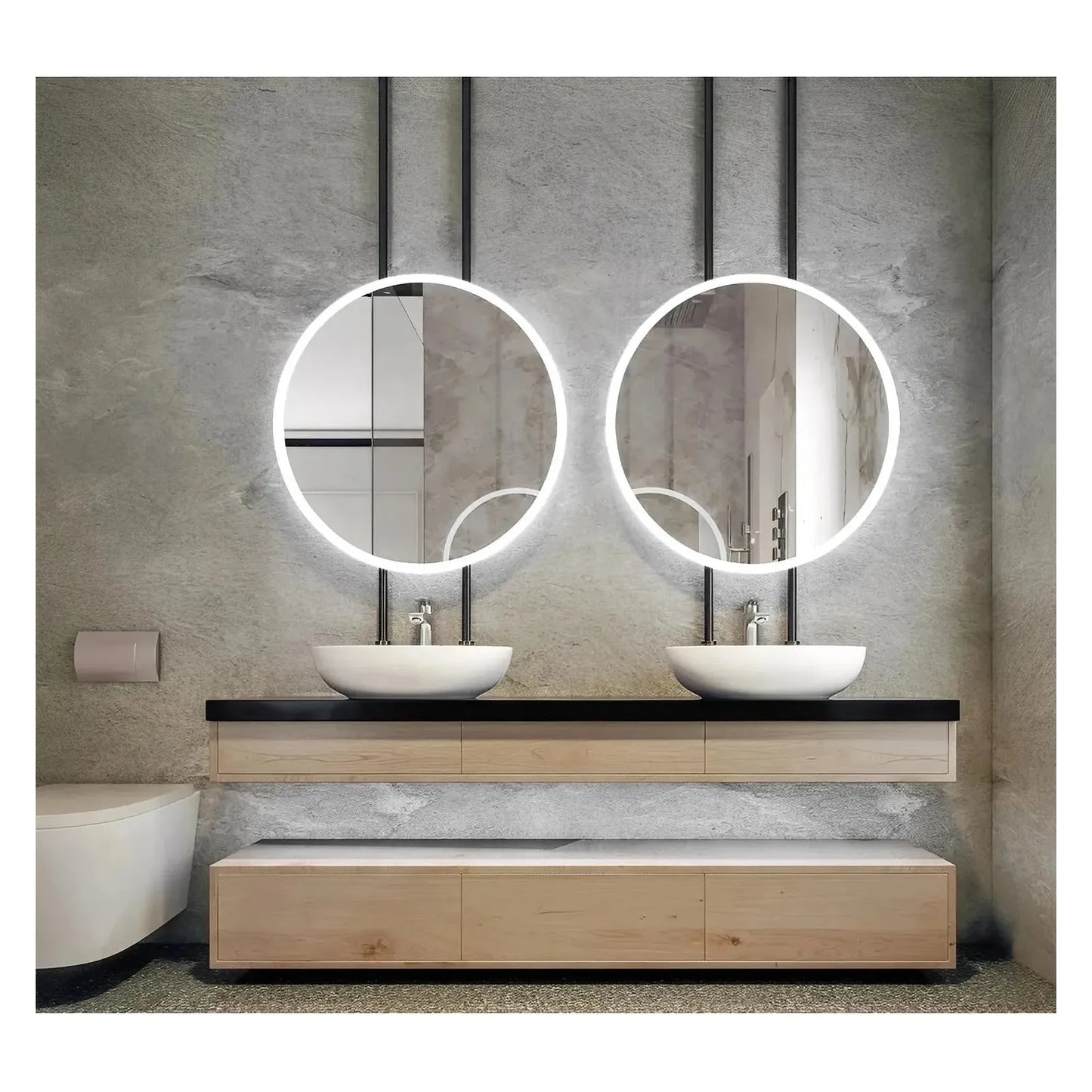 DIAFOTIZO LED LIGHTED BATHROOM VANITY ROUND MIRROR - 32 x 32 (Sold individually)