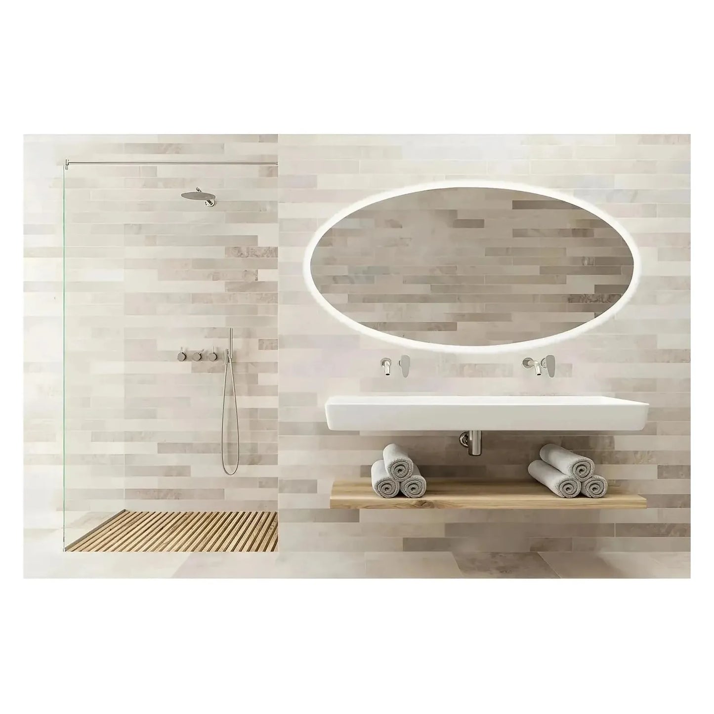 NEBULA OVAL LED LIGHTED BATHROOM VANITY OVAL MIRROR - 70 x 32