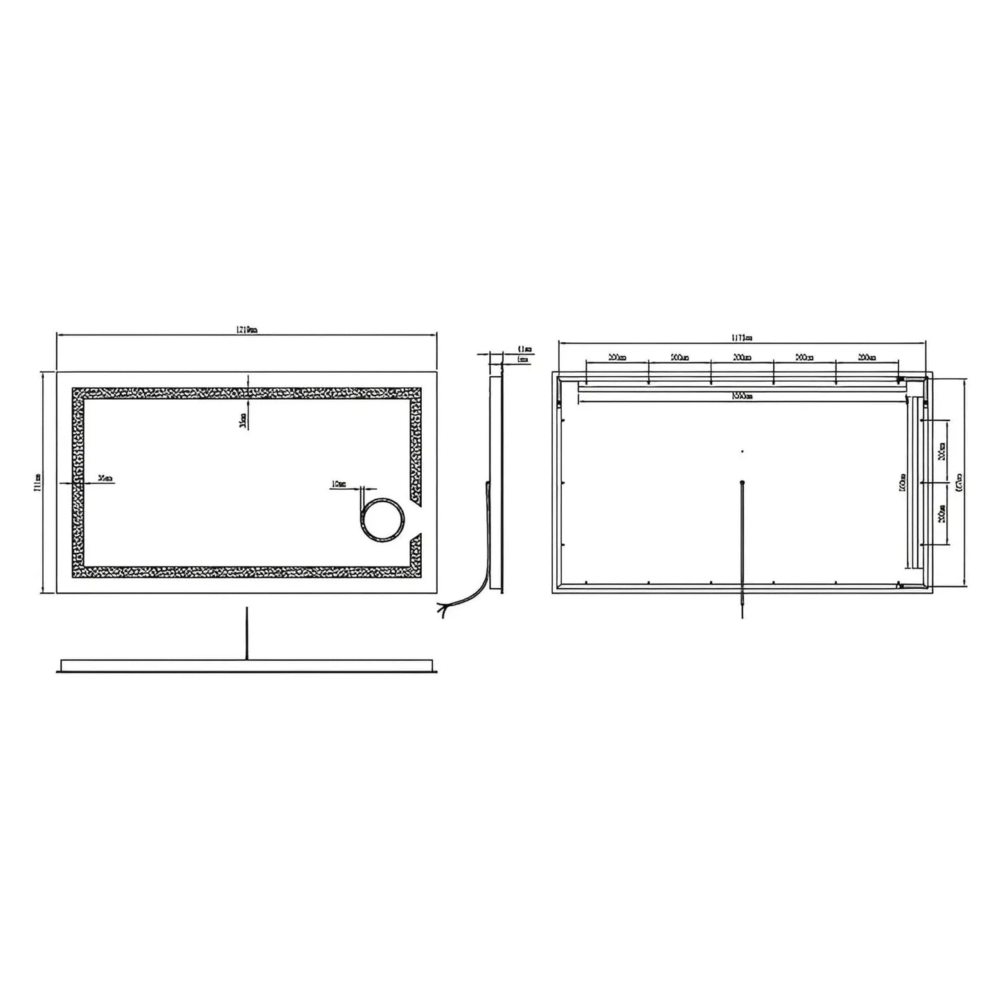 LYDEN LED LIGHTED BATHROOM VANITY MIRROR - RECTANGLE - 28 x 48