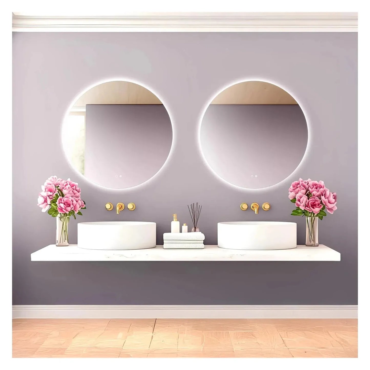 TITAN LED VANITY ROUND MIRROR - ADJUST. TEMP. & BRIGHTNESS - 32 x 32 (Sold as 1)
