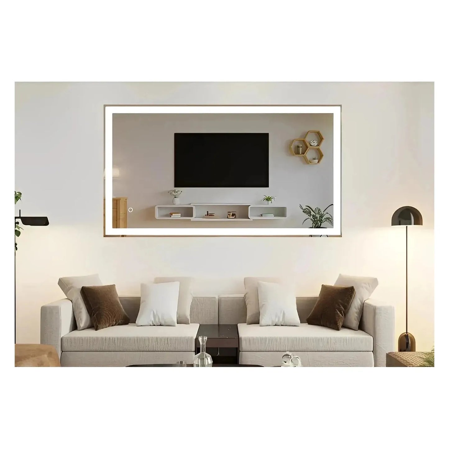XANTHE LED ILLUMINATED VANITY MIRROR - 60 x 28 - ADJUSTABLE COLOR & TEMPERATURE