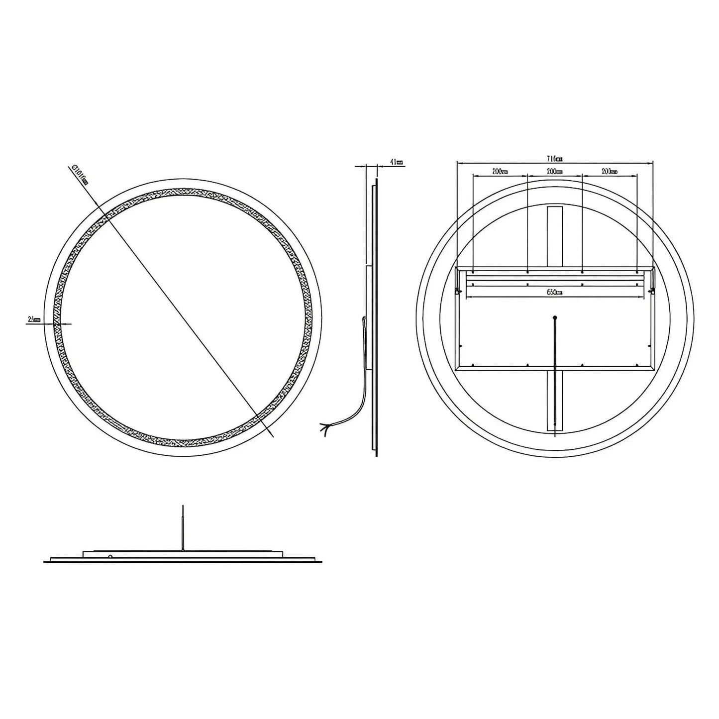 ASTRA LED LIGHTED BATHROOM VANITY ROUND MIRROR - 40 x 40