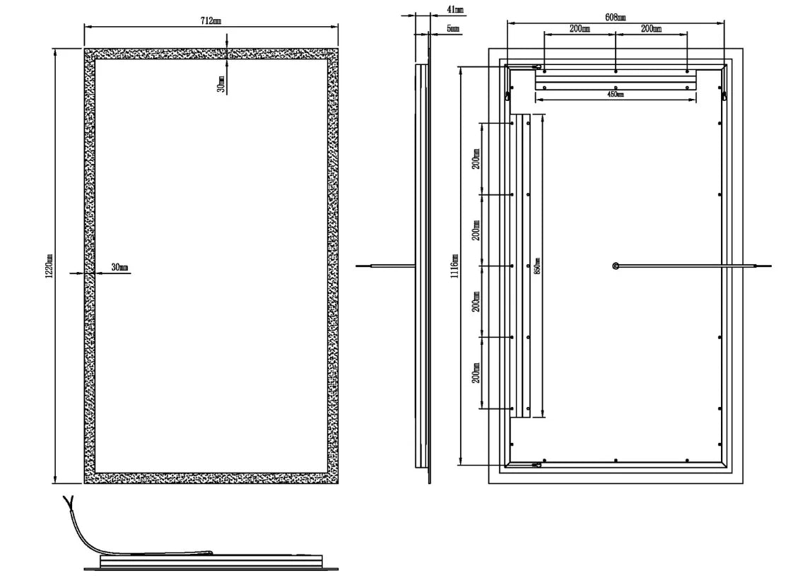 ZEPHYRA LED LIGHTED BATHROOM VANITY RECTANGLE MIRROR - 48 x 28