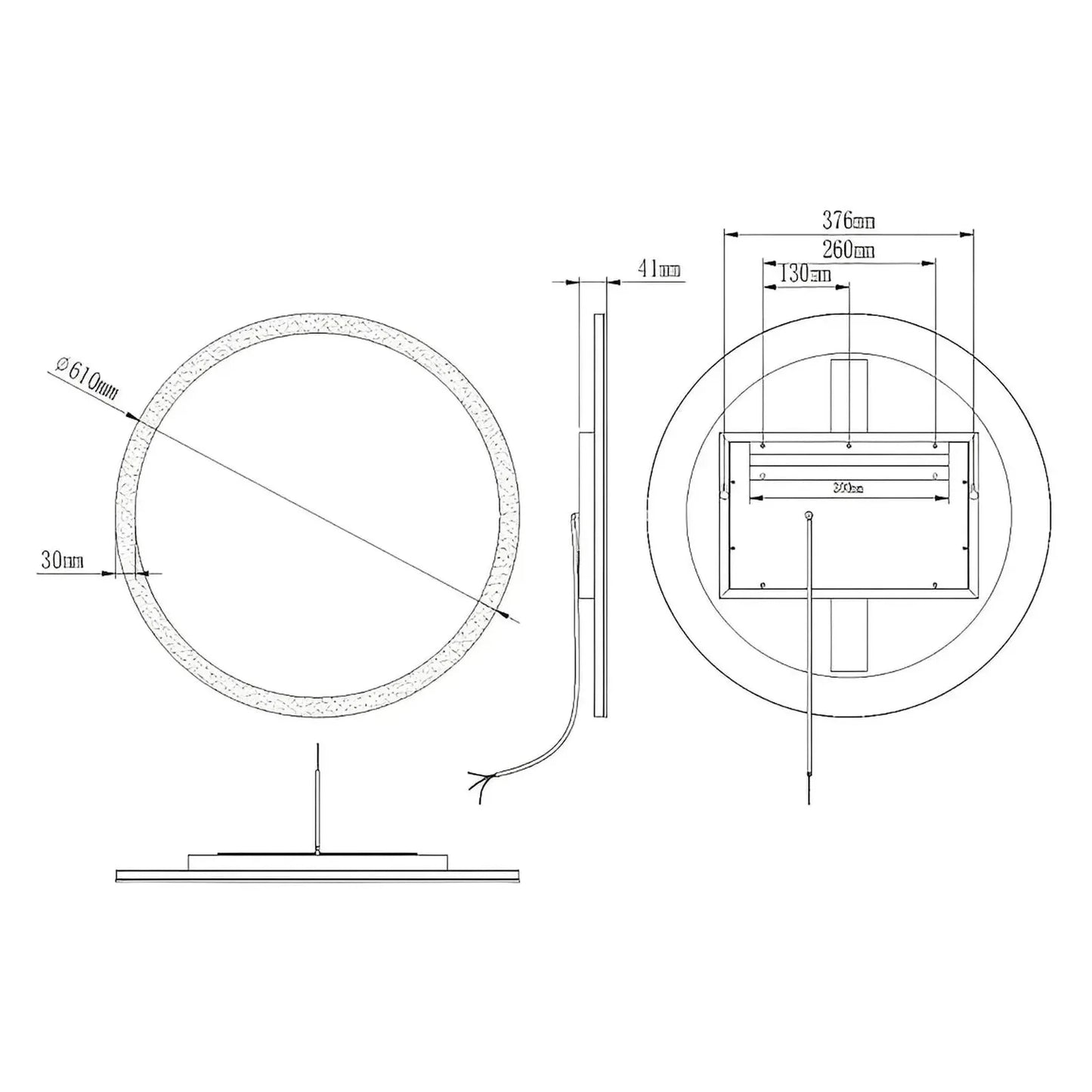 DIAFOTIZO LED LIGHTED BATHROOM VANITY ROUND MIRROR - 24 x 24