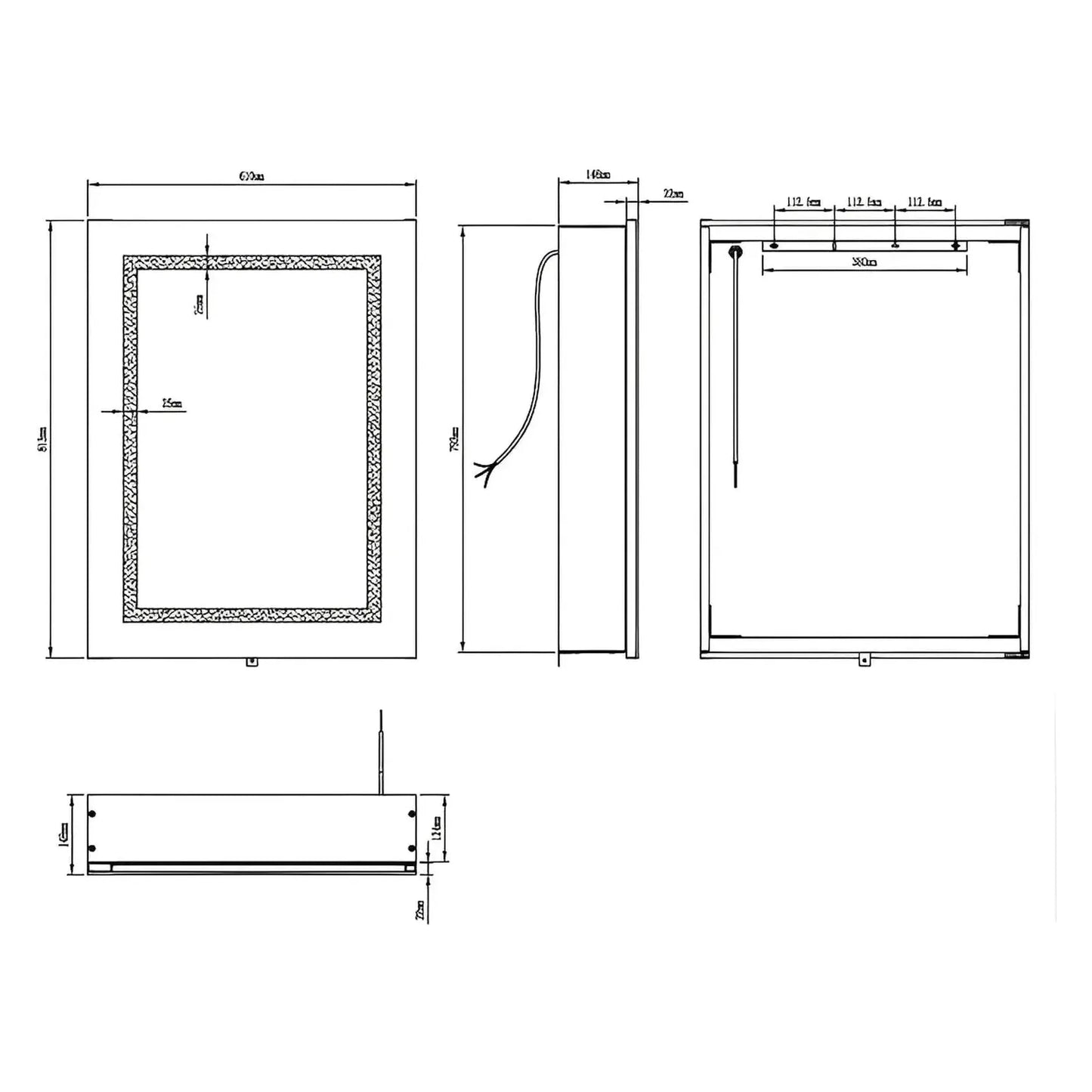 ARIES I LED LIGHTED BATHROOM CABINET VANITY SQUARE MIRROR - 32 x 24