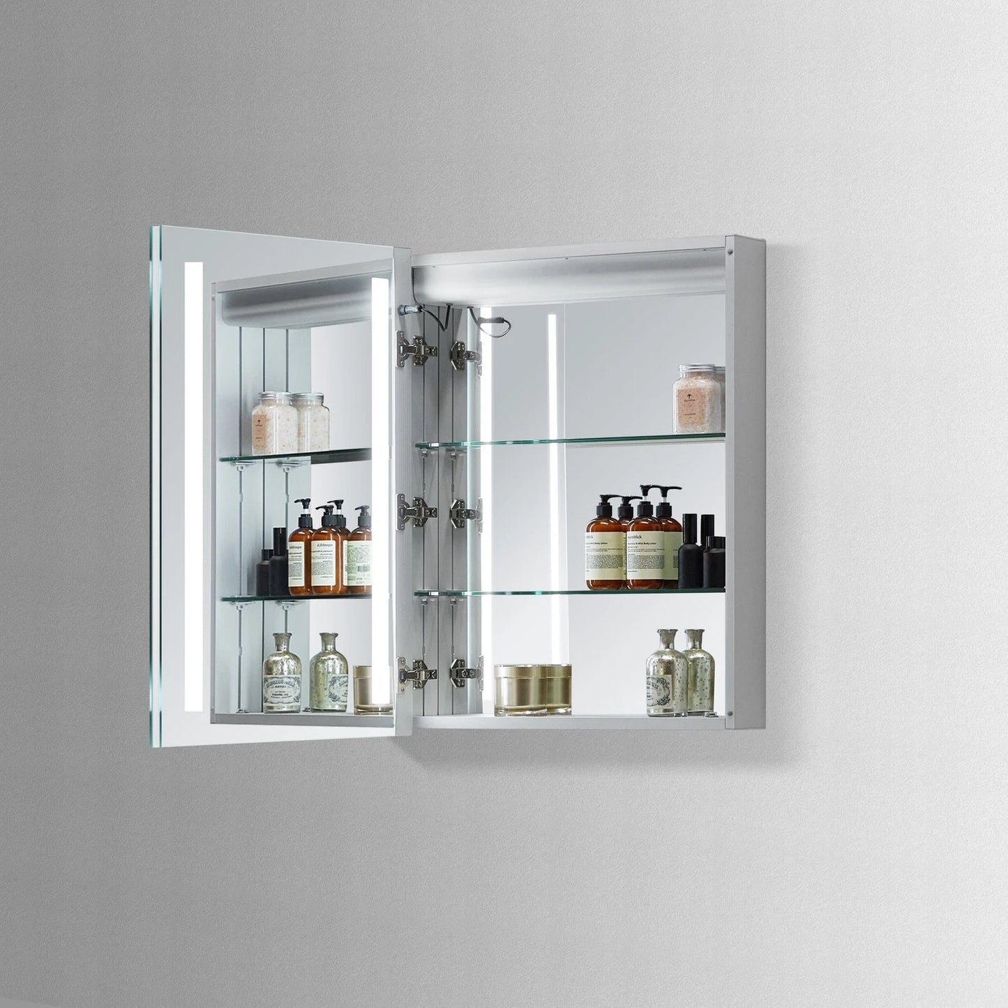 ZENORA LED LIGHTED BATHROOM CABINET VANITY SQUARE MIRROR - LEFT OPEN