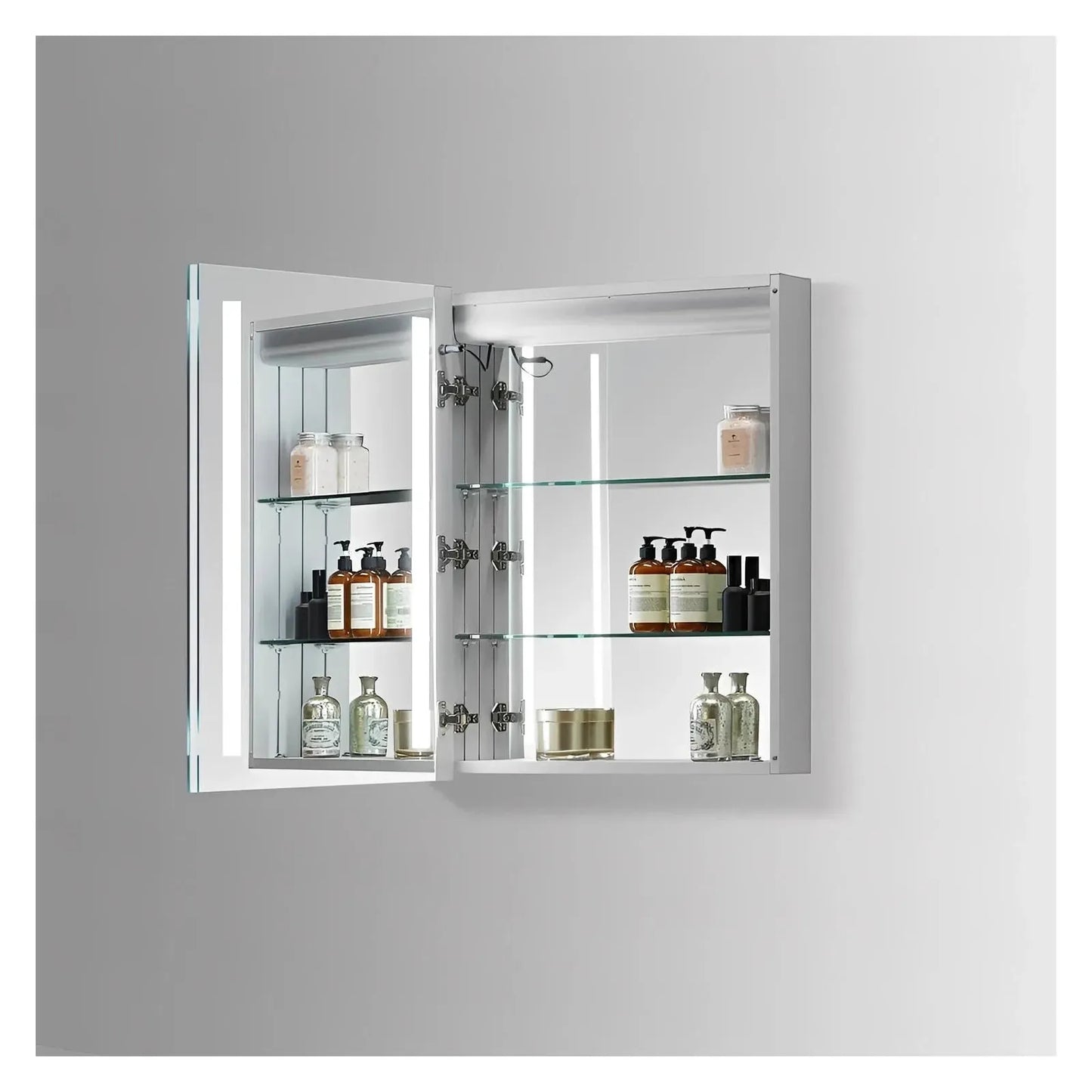 ZENORA LED LIGHTED BATHROOM CABINET VANITY SQUARE MIRROR - LEFT OPEN