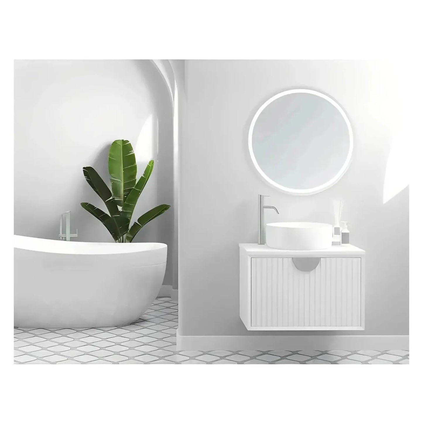 ASTRA LED LIGHTED BATHROOM VANITY ROUND MIRROR - 32 x 32