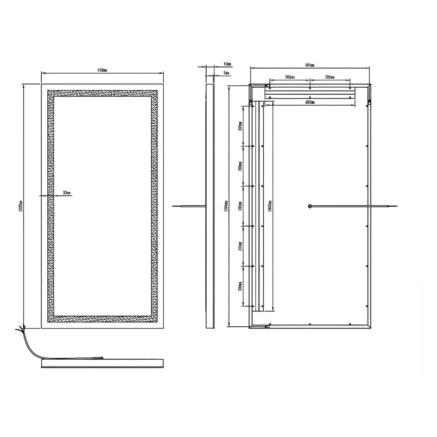 ZEPHYR LED LIGHTED BATHROOM VANITY RECTANGLE MIRROR - 48 x 24