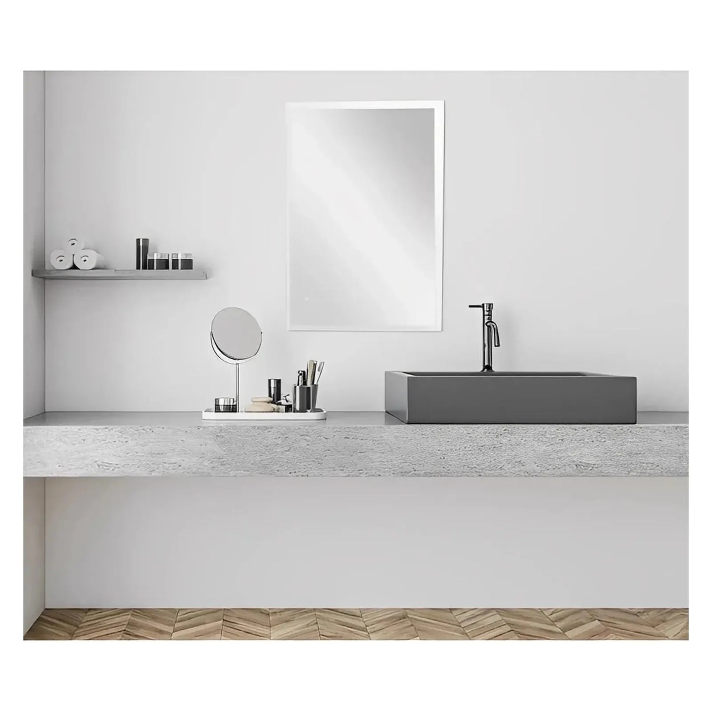 SYLVA LED LIGHTED BATHROOM VANITY SQUARE MIRROR - 48 x 30