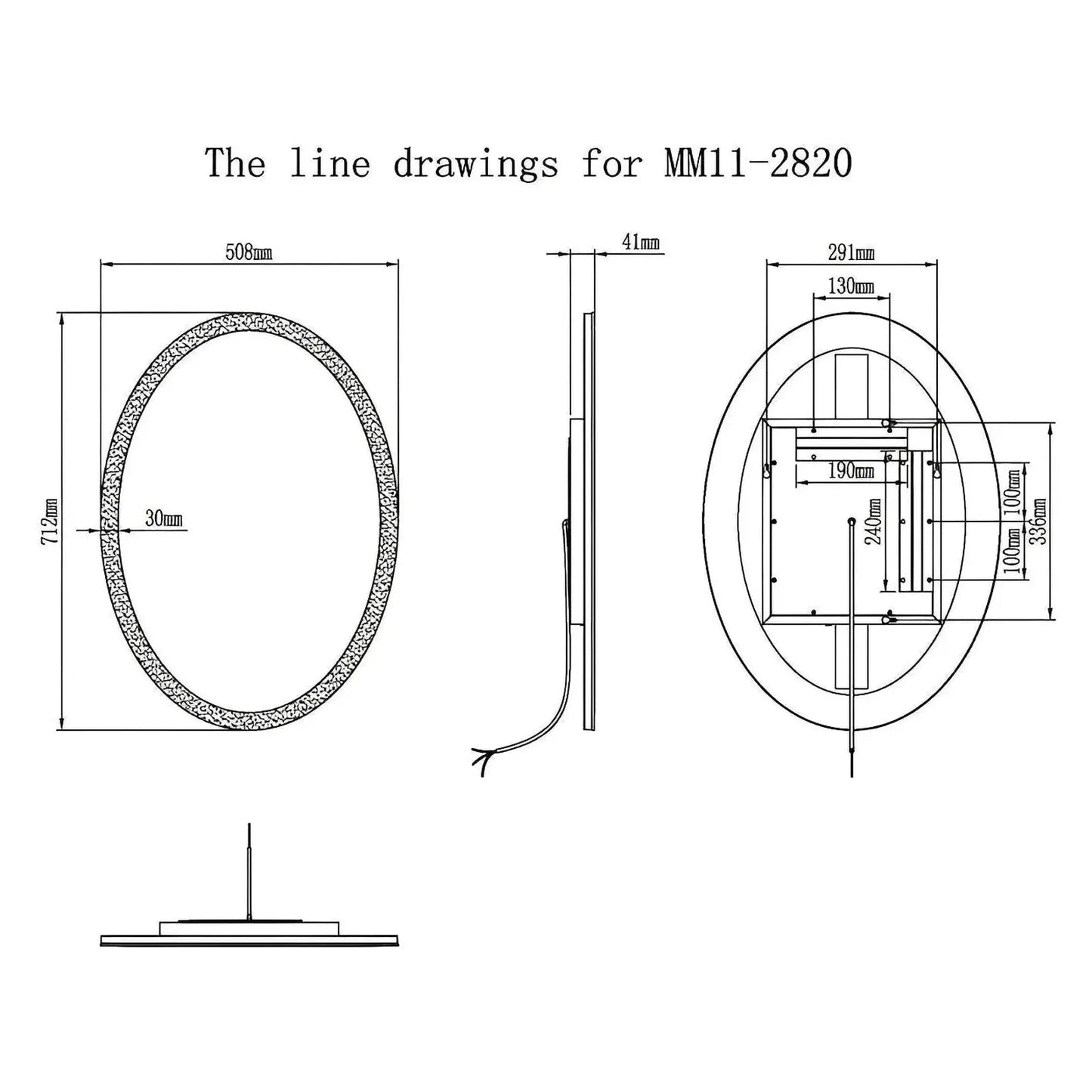 NEBULA OVAL LED LIGHTED BATHROOM VANITY OVAL MIRROR - 28 x 20 (Sold as 1)