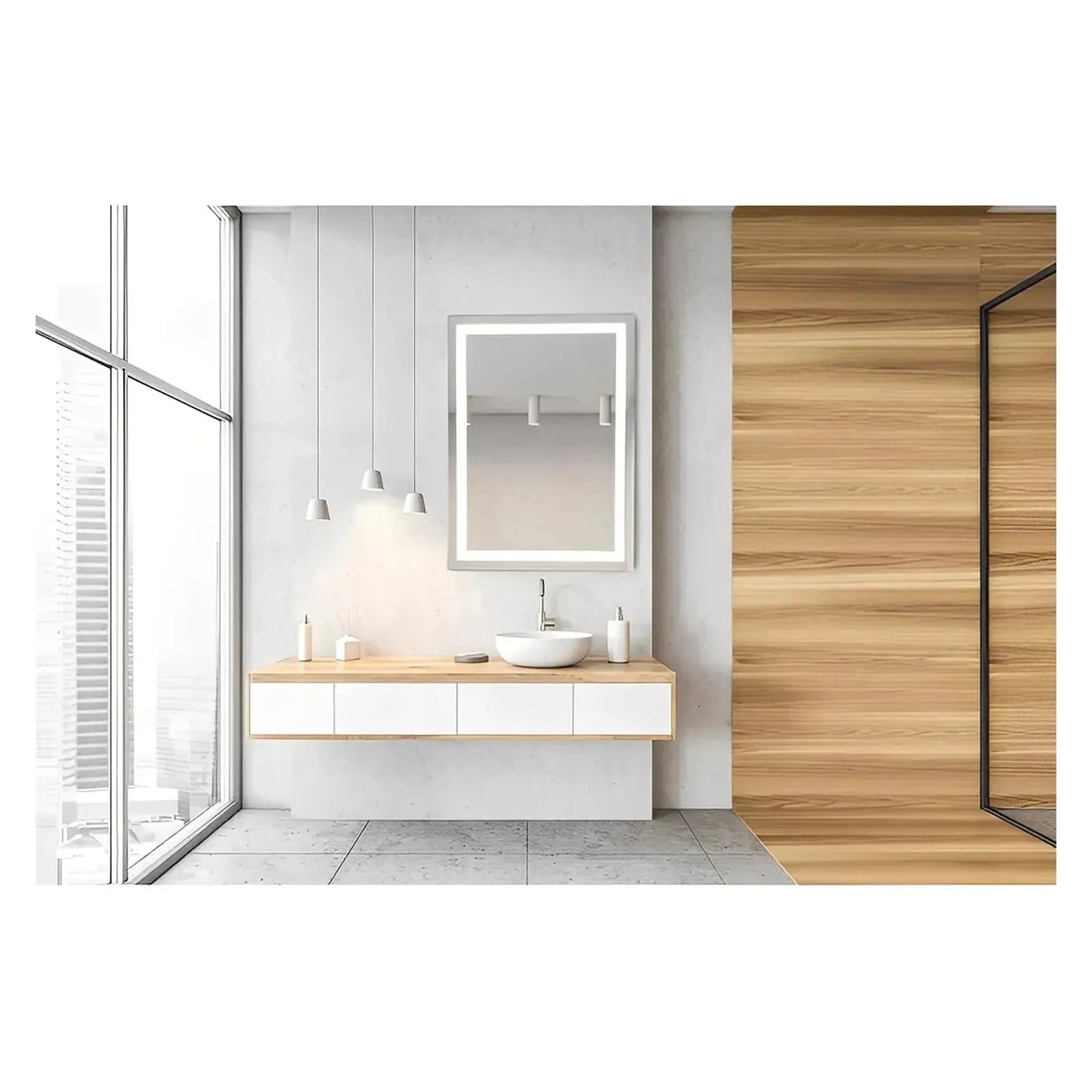 ZEPHYR LED LIGHTED BATHROOM VANITY RECTANGLE MIRROR - 40 x 24