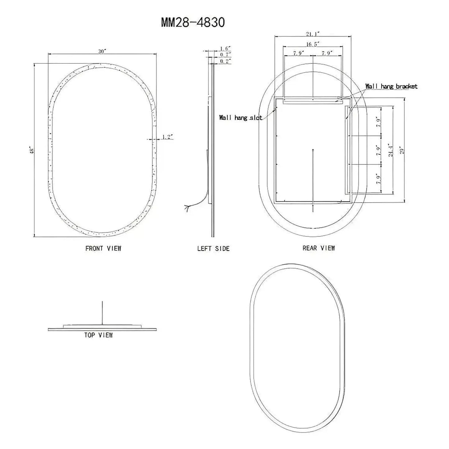 VEGA PILL LED ILLUMINATED OVAL MIRROR