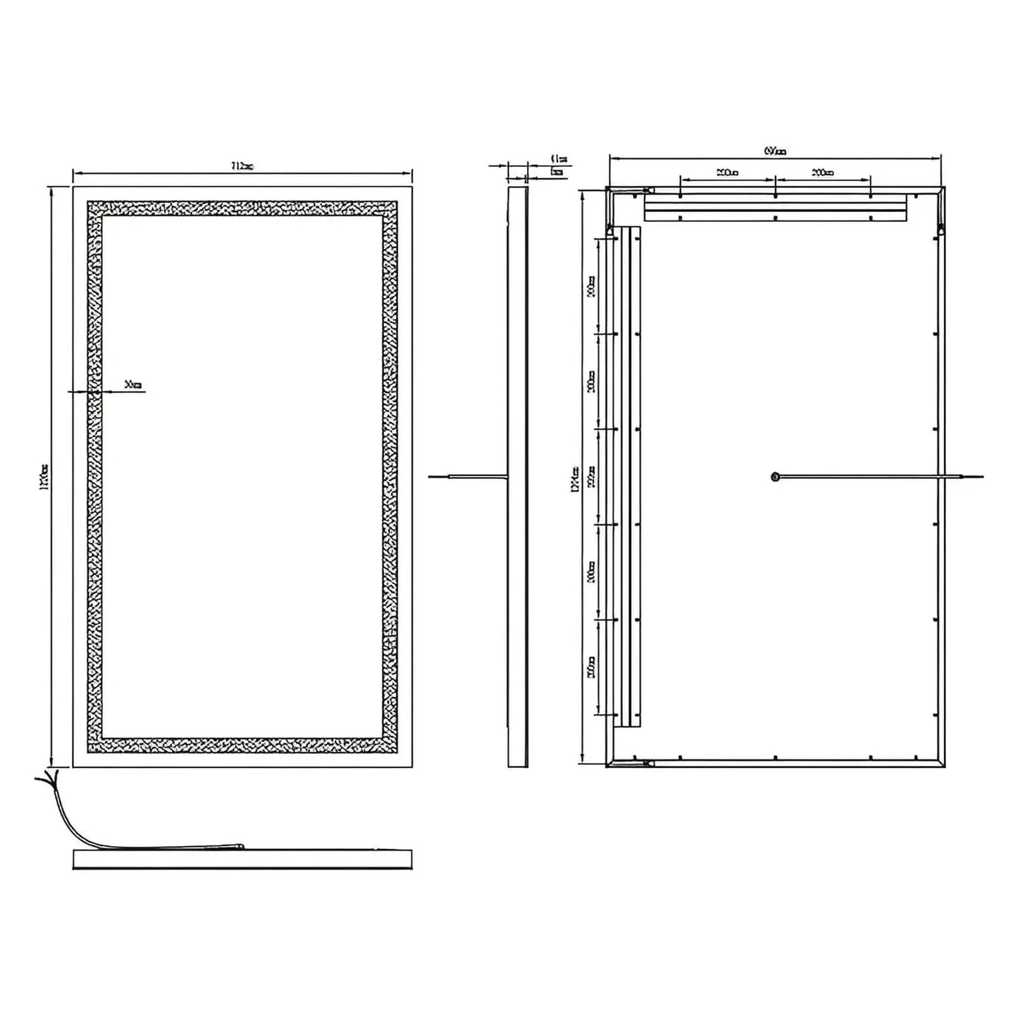 ZEPHYR LED LIGHTED BATHROOM VANITY RECTANGLE MIRROR - 48 x 35