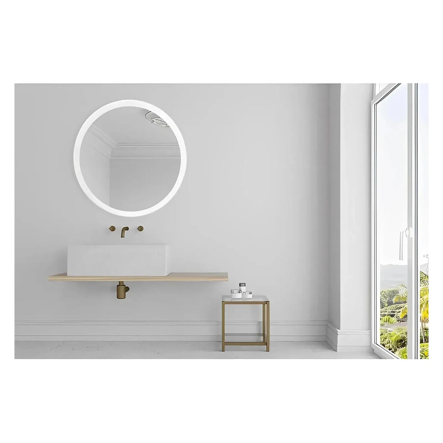 DIAFOTIZO LED LIGHTED BATHROOM VANITY ROUND MIRROR - 36 x 36