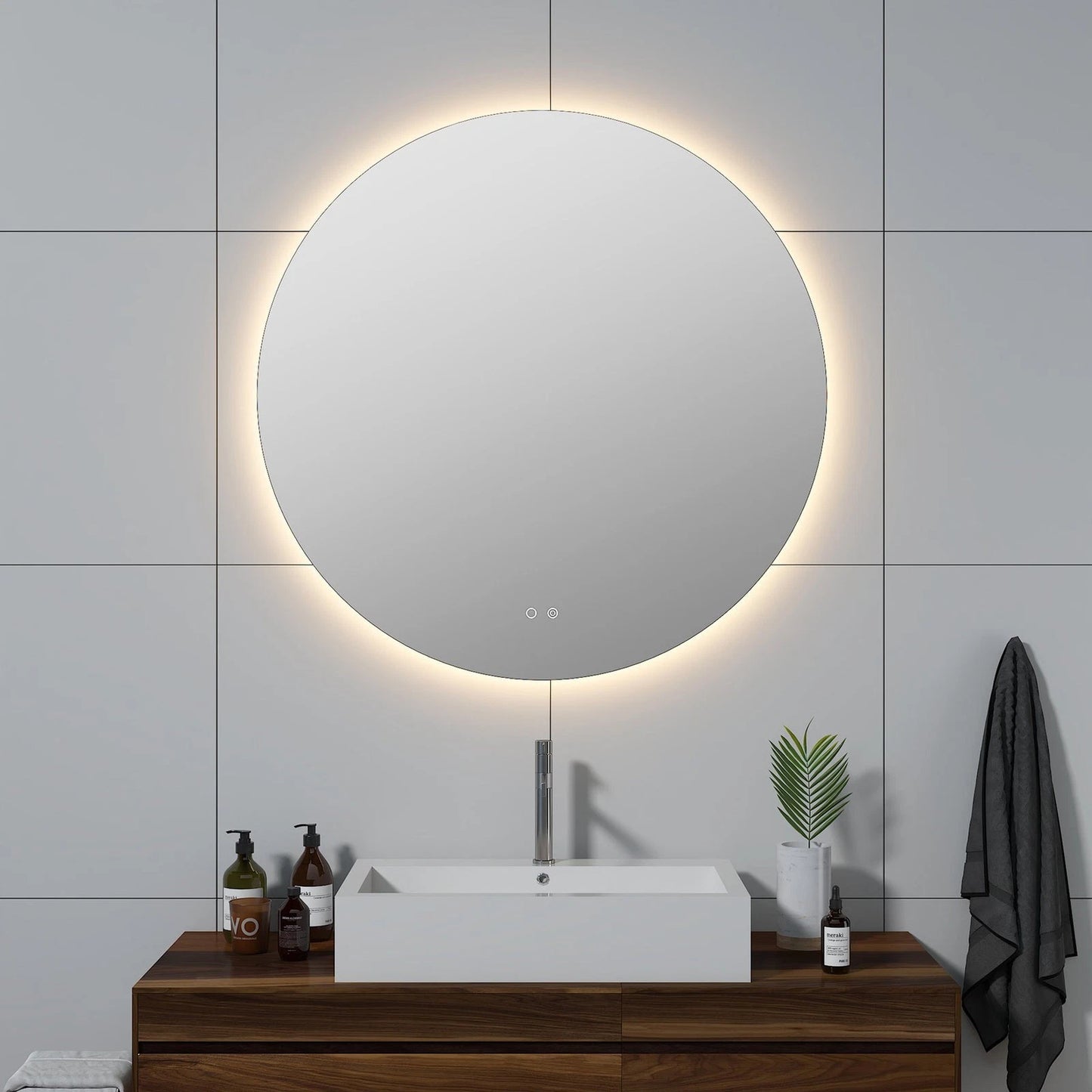 LUXOR LED VANITY ROUND MIRROR - ADJUSTABLE TEMP. & BRIGHTNESS - 40 x 40