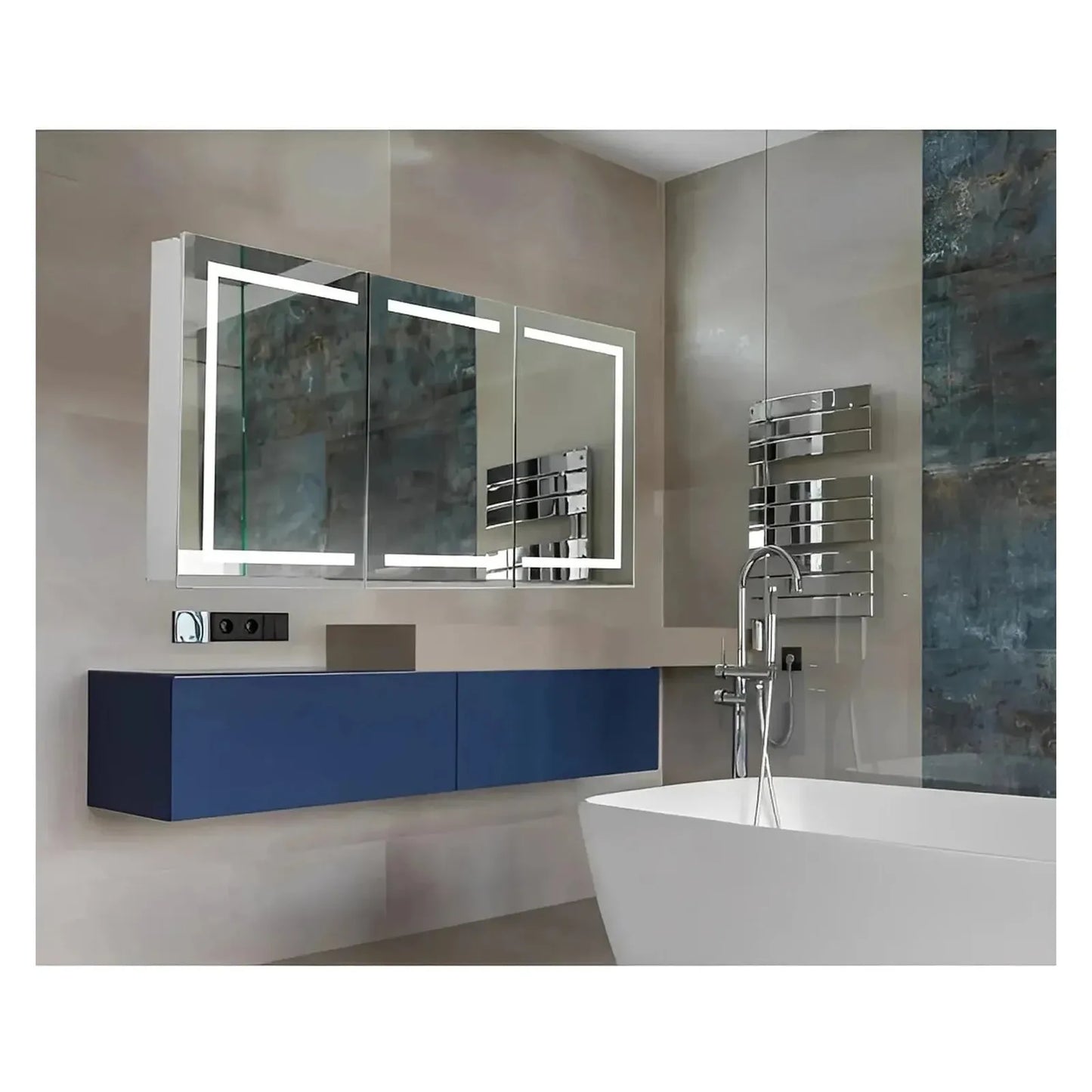 ARIES III LED LIGHTED BATHROOM CABINET VANITY MIRROR - RECTANGLE - 60 x 28